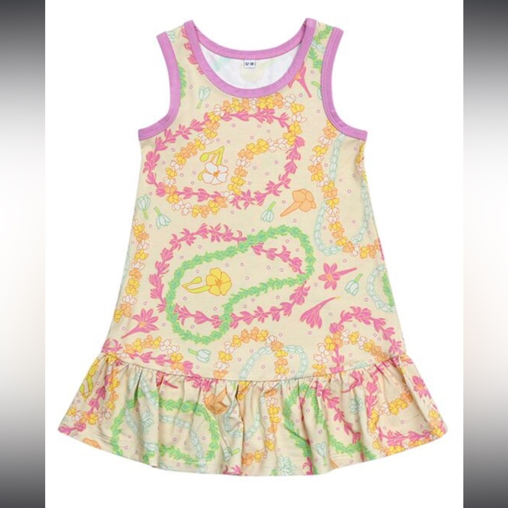 Coco Moon Hawaii Lei 🌺🌸🌼 Day in Sand Ruffle Hem Tank Dress. Size 7/8.  NWT.